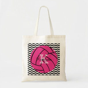 La bolsa de asas rosada del voleibol del monograma