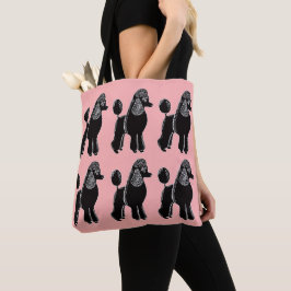 La bolsa de asas rosada negra de los caniches