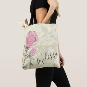 La bolsa de asas rosada personalizada de la