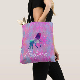 La bolsa de asas rosada/púrpura del texto de