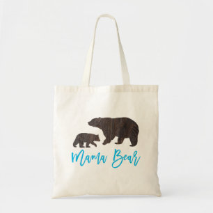 La bolsa de asas rústica del oso de la mamá y de