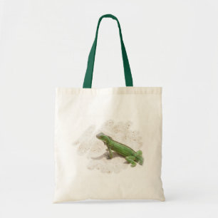 La bolsa de asas verde del lagarto de la iguana