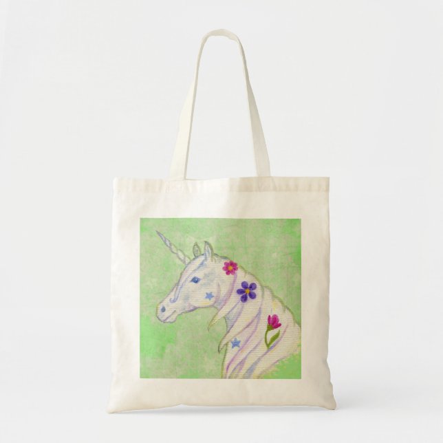 La bolsa de asas verde del unicornio (Frente)
