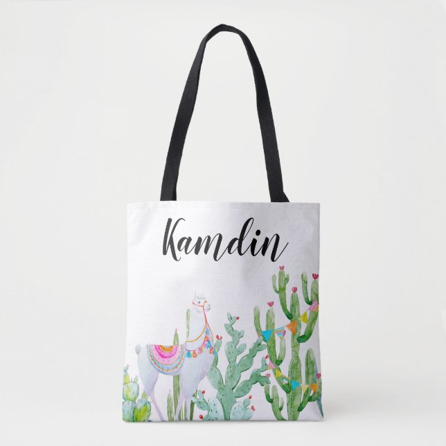 La bolsa de la tote personalizada Boho Llama Bohem (Anverso)