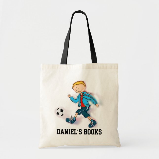 La bolsa de libros de la biblioteca del fútbol de (Frente)