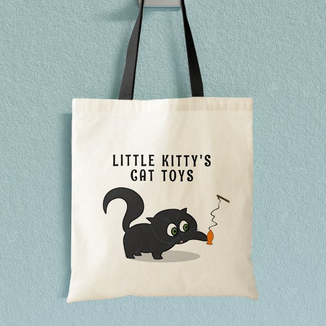 La bolsa de tocador de un gato negro Personalizado (Purrfect tote bag for your cat's toys (or yours) Just add their name!)