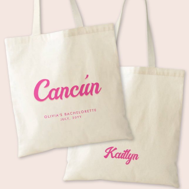 La Bolsa de Tote Personalizada de la Bachelorette  (Cancun Bachelorette Party Tote Bag)