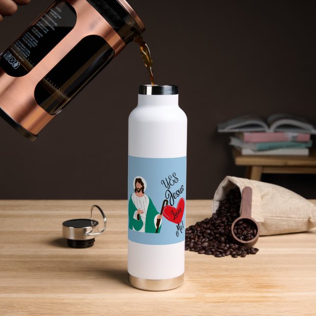 La botella de agua "Sí, Jesús me ama" (Café (girado))