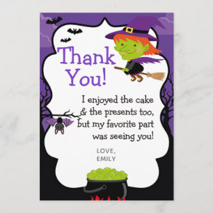 La bruja de Halloween le agradece las tarjetas