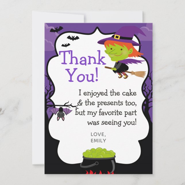 La bruja de Halloween le agradece las tarjetas (Anverso)