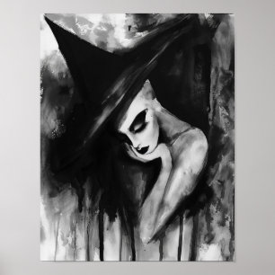 La bruja del arte abstracto negro y blanco