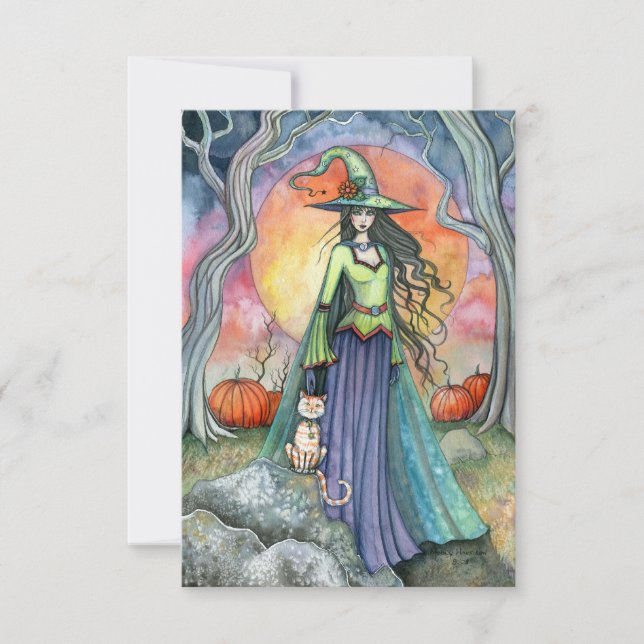 La bruja engreída postal de Halloween (Anverso)