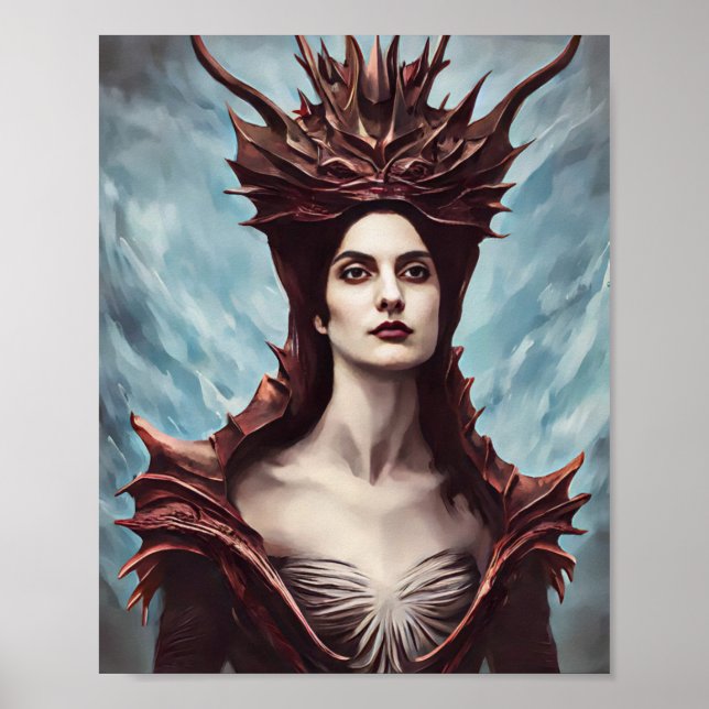 La bruja roja de las montañas arte de fantasía (Frente)