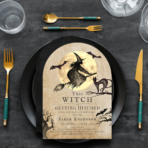 La Bruja se Casa Invitación Vintage para Despedida