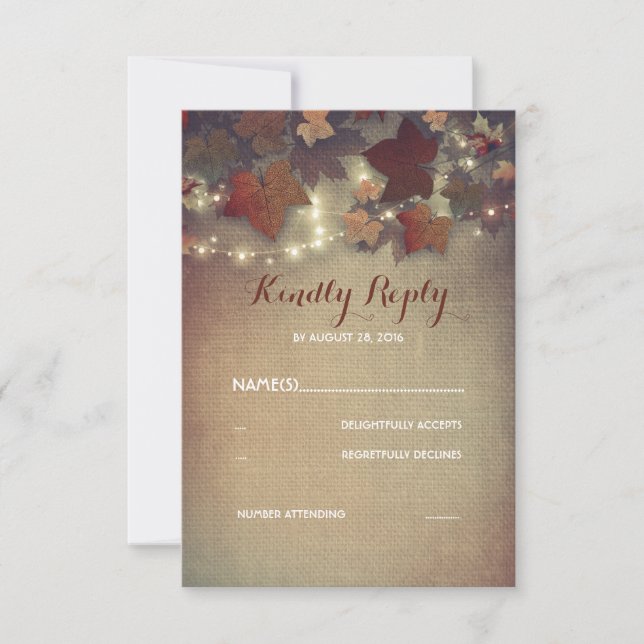 La caída de Borgoña deja tarjetas RSVP de matrimon (Anverso)