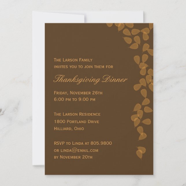 La caída deja la invitación de la fiesta de Acción (Anverso)