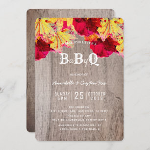 La caída deja la invitación de madera del Bbq Baby