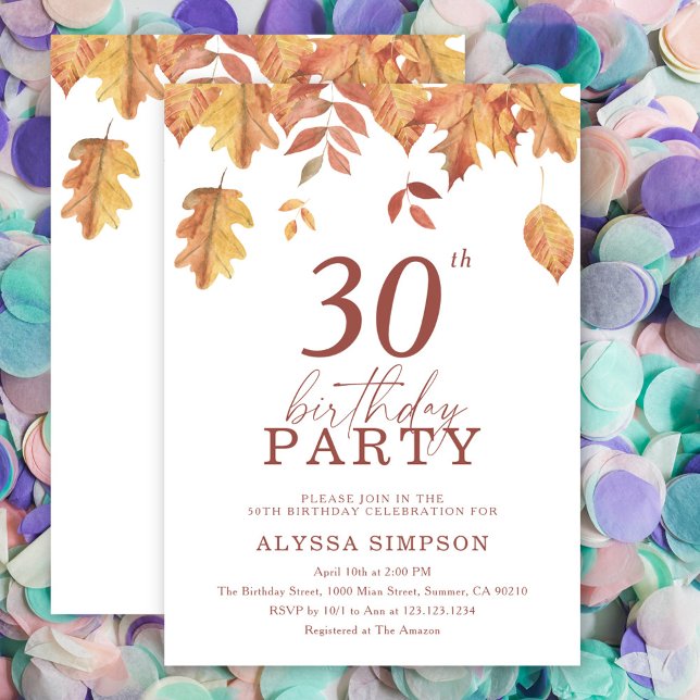 La caída del otoño deja 30 cumpleaños Invitación (Subido por el creador)