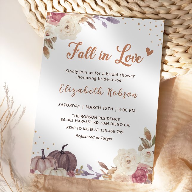 La calabaza floral cae en amor Invitación de Baby  (Subido por el creador)