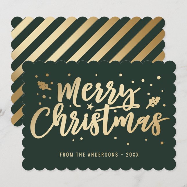 La caligrafía del oro verde Feliz Navidad (Anverso / Reverso)