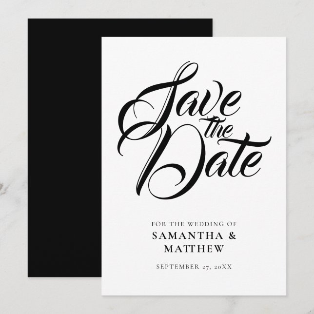 La caligrafía rusa negra salva la invitación a la  (Anverso / Reverso)