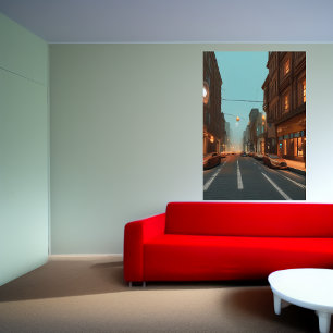 La calle de la ciudad   Poster de arte de IA