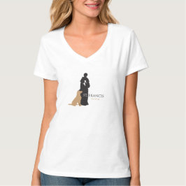 La camisa con cuello de pico de las mujeres de la