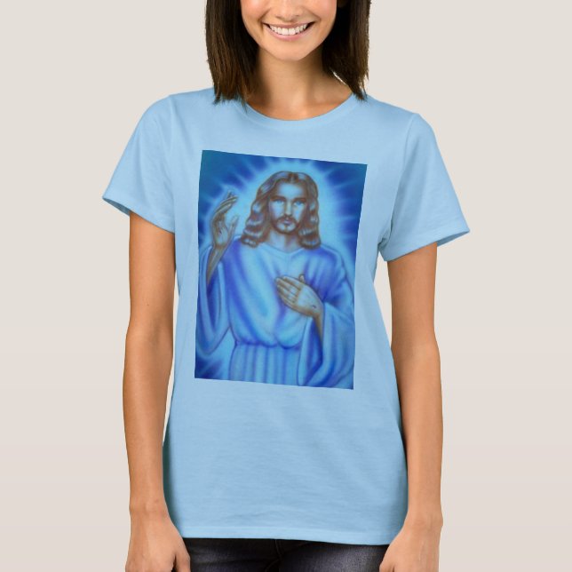 La camisa de la señora azul con la imagen de Jesús (Anverso)