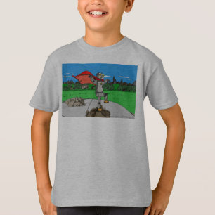 La camisa del niño retro del super héroe del robot