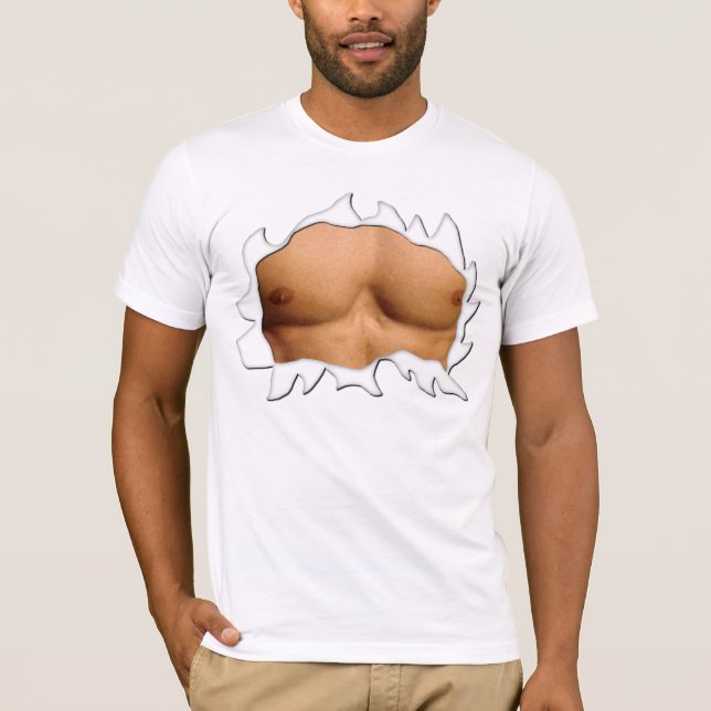 La camisa divertida del músculo ve a través con (Anverso)