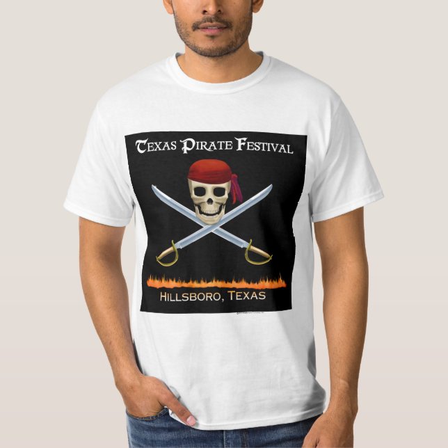 La camisa oficial del festival del pirata de Tejas (Anverso)