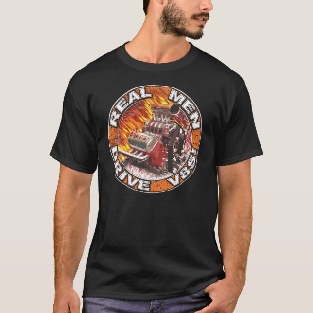 La camisa oscura de los hombres de V8 real de la (Anverso)