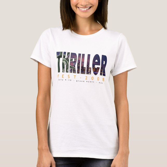 La camiseta 2008 de las mujeres de Thrillerfest (Anverso)