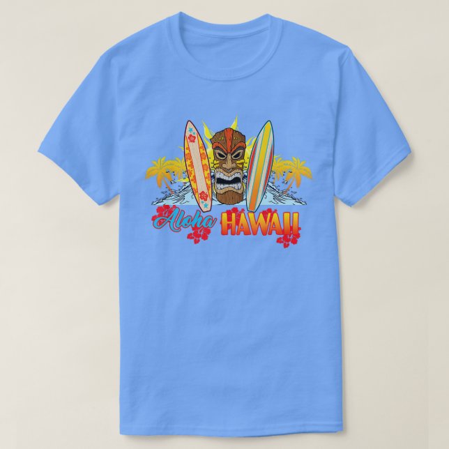 La camiseta AlOHA Hawaii de la isla Siente al Tiki (Diseño del anverso)