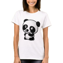 La camiseta básica de las mujeres de la panda