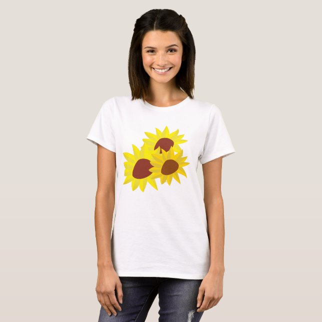 La camiseta básica de las mujeres del girasol (Anverso completo)