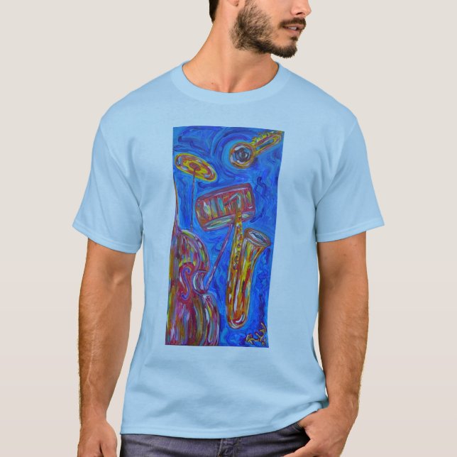La camiseta básica de los hombres - jazz azul (Anverso)