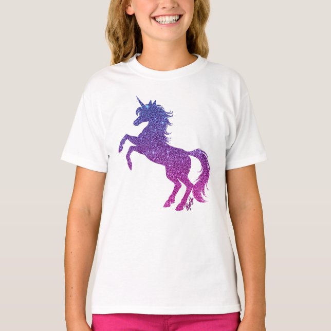 La camiseta blanca de la galaxia del unicornio del (Anverso)
