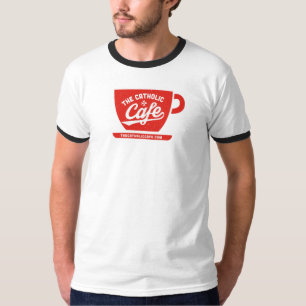 La camiseta católica de la taza del café