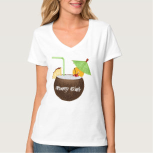 La camiseta con cuello de pico de las mujeres de
