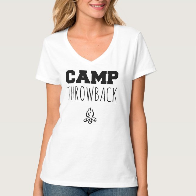 La camiseta con cuello de pico de las mujeres de (Anverso)