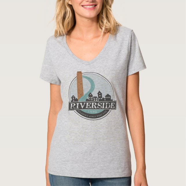 La camiseta con cuello de pico de las mujeres del (Anverso)