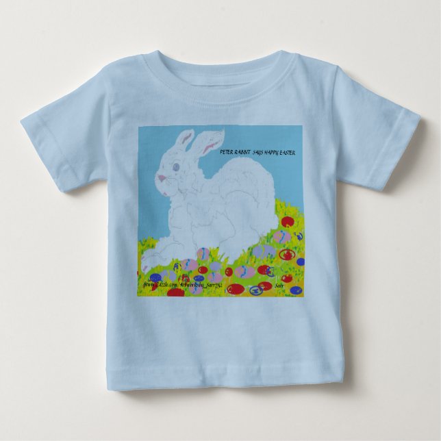 La camiseta de Babys Peter Rabbit dice feliz Pascu (Anverso)