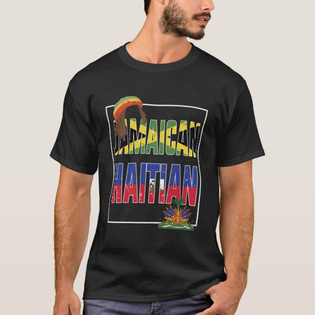 La camiseta de bandera haitiana jamaiquina mitad h (Anverso)