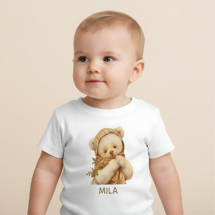La camiseta de bebé del osito de peluche retro