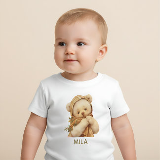 La camiseta de bebé del osito de peluche retro