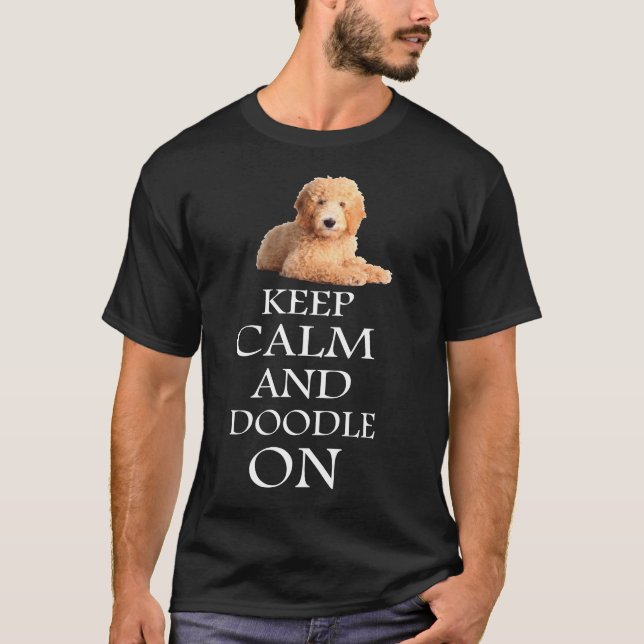 La camiseta de Goldendoodle GUARDA CALMA Y DOODLE (Anverso)