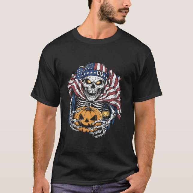 La camiseta de Halloween hunde la bandera estadoun (Anverso)