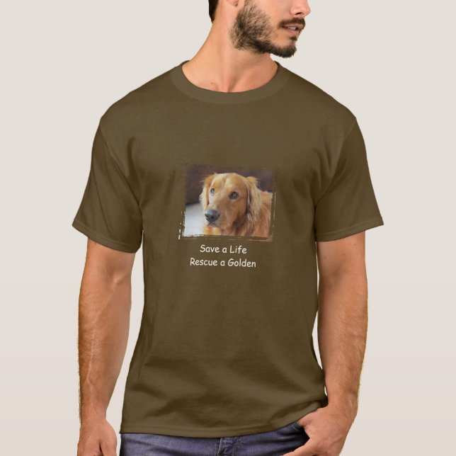 La camiseta de Hanes Hombre del golden retriever, (Anverso)