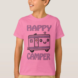 La camiseta de Kawaii de campista contento del